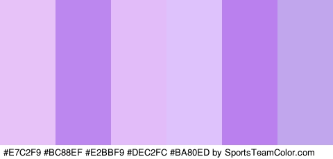 #E7C2F9 #BC88EF #E2BBF9 #DEC2FC #BA80ED #C1A6ED Colors