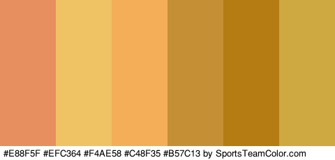 #E88F5F #EFC364 #F4AE58 #C48F35 #B57C13 #CEA840 Colors