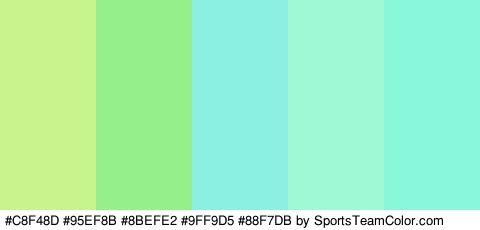 #C8F48D #95EF8B #8BEFE2 #9FF9D5 #88F7DB Colors