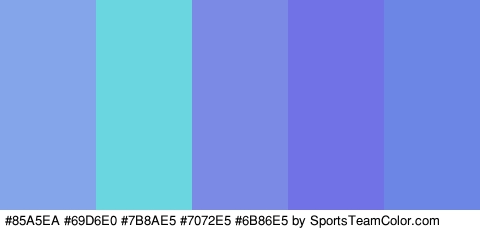 #85A5EA #69D6E0 #7B8AE5 #7072E5 #6B86E5 Colors