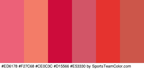 #ED6178 #F27C68 #CE0C3C #D15566 #E53330 #CC5649 Colors