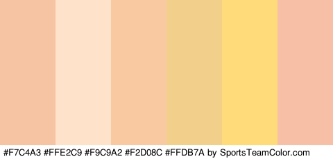 #F7C4A3 #FFE2C9 #F9C9A2 #F2D08C #FFDB7A #F7BFA5 Colors