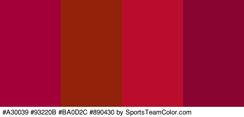 #A30039 #93220B #BA0D2C #890430 Colors