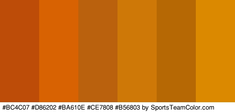 #BC4C07 #D86202 #BA610E #CE7808 #B56803 #DB8A00 Colors