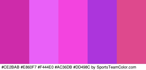 #CE2BAB #E860F7 #F444E0 #AC36DB #DD498C Colors