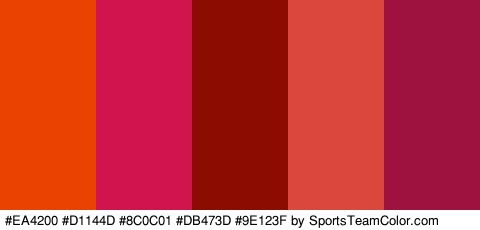 #EA4200 #D1144D #8C0C01 #DB473D #9E123F Colors