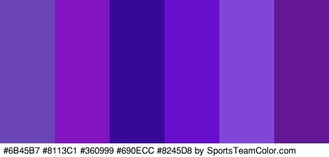 #6B45B7 #8113C1 #360999 #690ECC #8245D8 #631696 Colors