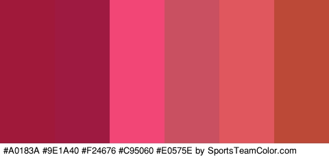 #A0183A #9E1A40 #F24676 #C95060 #E0575E #BC4838 Colors