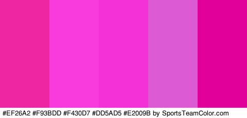 #EF26A2 #F93BDD #F430D7 #DD5AD5 #E2009B Colors