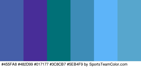 #455FA8 #482D99 #017177 #3C8CB7 #5EB4F9 #56A6CE Colors