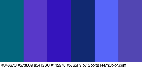 #04667C #5738C9 #3412BC #112970 #5765F9 #5247B2 Colors