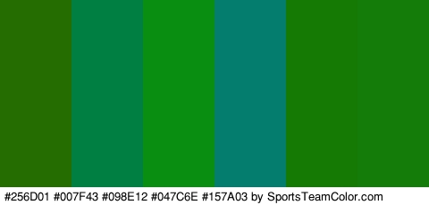 #256D01 #007F43 #098E12 #047C6E #157A03 #147C08 Colors