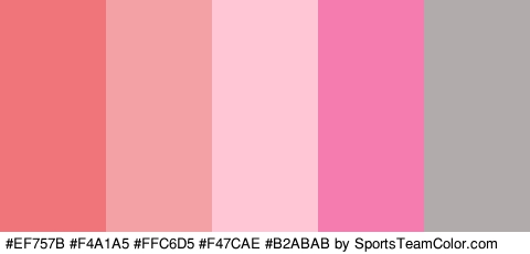 #EF757B #F4A1A5 #FFC6D5 #F47CAE #B2ABAB Colors