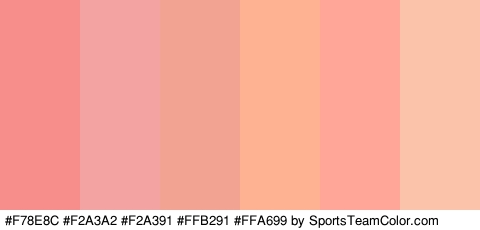 #F78E8C #F2A3A2 #F2A391 #FFB291 #FFA699 #FCC3AB Colors