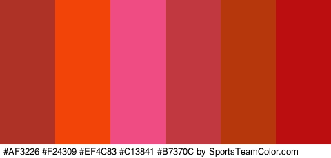 #AF3226 #F24309 #EF4C83 #C13841 #B7370C #BA0E11 Colors