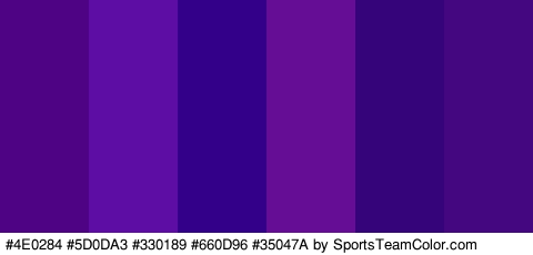 #4E0284 #5D0DA3 #330189 #660D96 #35047A #45077F Colors