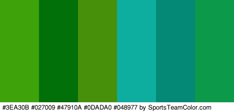 #3EA30B #027009 #47910A #0DADA0 #048977 #0C9949 Colors