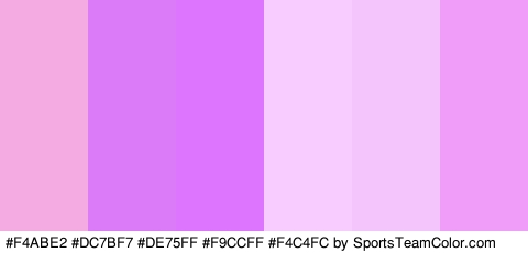 #F4ABE2 #DC7BF7 #DE75FF #F9CCFF #F4C4FC #EF9DF9 Colors