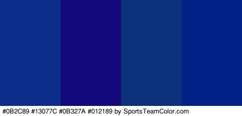 #0B2C89 #13077C #0B327A #012189 Colors