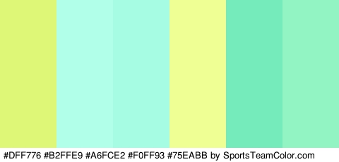 #DFF776 #B2FFE9 #A6FCE2 #F0FF93 #75EABB #92F4C2 Colors