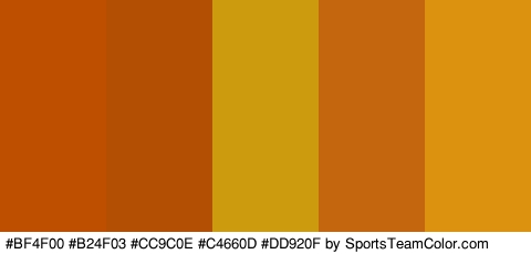 #BF4F00 #B24F03 #CC9C0E #C4660D #DD920F Colors