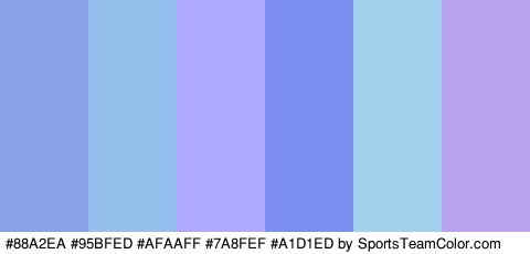 #88A2EA #95BFED #AFAAFF #7A8FEF #A1D1ED #BAA4F2 Colors