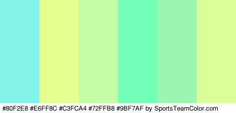 #80F2E8 #E6FF8C #C3FCA4 #72FFB8 #9BF7AF #D9FF99 Colors