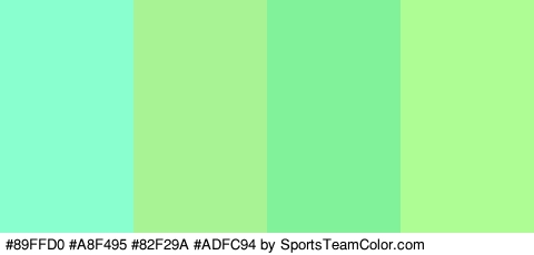 #89FFD0 #A8F495 #82F29A #ADFC94 Colors