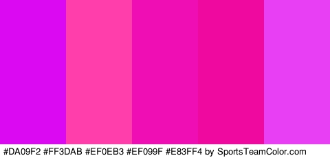 #DA09F2 #FF3DAB #EF0EB3 #EF099F #E83FF4 Colors