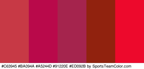 #C63945 #BA094A #A5244D #91220E #ED092B Colors