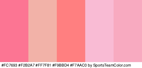 #FC7693 #F2B2A7 #FF7F81 #F9BBD4 #F7AAC0 Colors