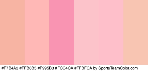 #F7B4A3 #FFB8B5 #F995B3 #FCC4CA #FFBFCA #F9C5B3 Colors