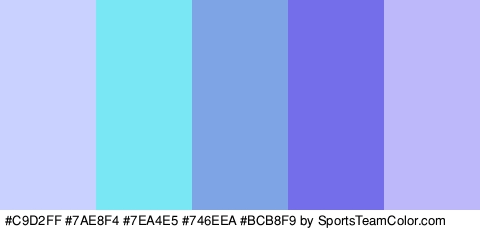 #C9D2FF #7AE8F4 #7EA4E5 #746EEA #BCB8F9 Colors