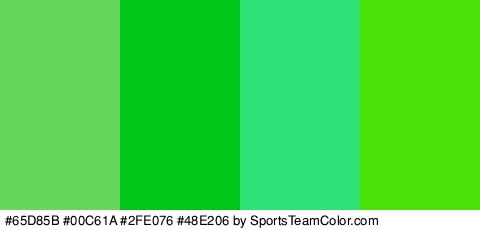 #65D85B #00C61A #2FE076 #48E206 Colors