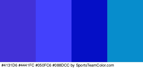 #4131D6 #4441FC #050FC6 #088DCC Colors