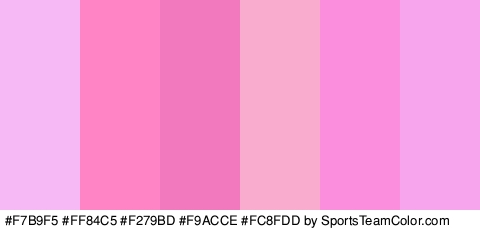 #F7B9F5 #FF84C5 #F279BD #F9ACCE #FC8FDD #F7A5EC Colors