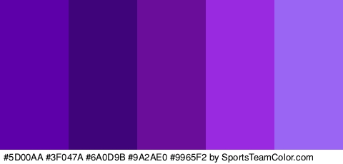 #5D00AA #3F047A #6A0D9B #9A2AE0 #9965F2 Colors