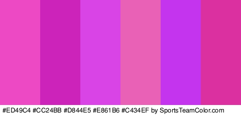 #ED49C4 #CC24BB #D844E5 #E861B6 #C434EF #DB309F Colors