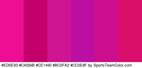 #ED0E93 #C4006B #CE1490 #BC0FA2 #CC0E8F #DB0F6B Colors