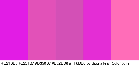 #E21BE5 #E251B7 #D350B7 #E52DD6 #FF6DB8 Colors