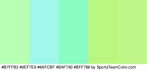 #B7FFB2 #9EF7E9 #8AFCBF #BAF780 #BFF788 Colors