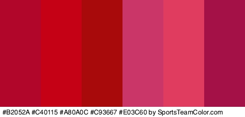 #B2052A #C40115 #A80A0C #C93667 #E03C60 #A31147 Colors