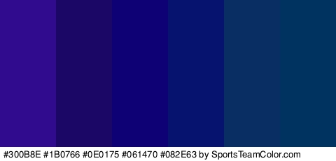 #300B8E #1B0766 #0E0175 #061470 #082E63 #003360 Colors