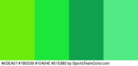 #6DEA07 #1BE539 #10A04E #51E883 Colors