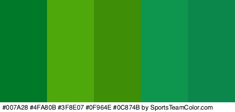 #007A28 #4FA80B #3F8E07 #0F964E #0C874B Colors