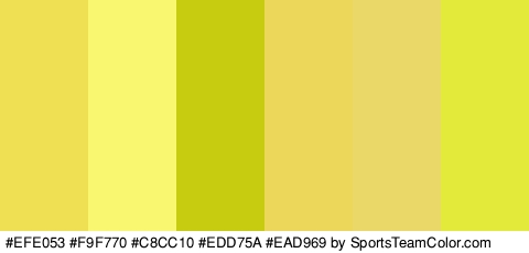 #EFE053 #F9F770 #C8CC10 #EDD75A #EAD969 #E4EA3A Colors