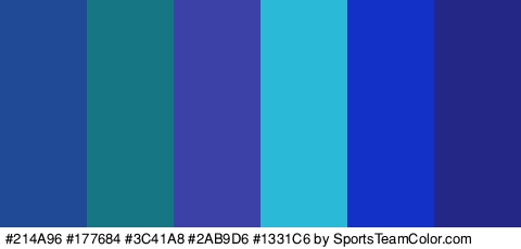 #214A96 #177684 #3C41A8 #2AB9D6 #1331C6 #252787 Colors