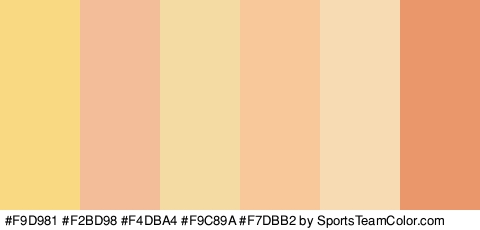 #F9D981 #F2BD98 #F4DBA4 #F9C89A #F7DBB2 #EA986B Colors