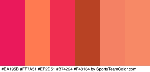 #EA195B #FF7A51 #EF2D51 #B74224 #F48164 #F78967 Colors