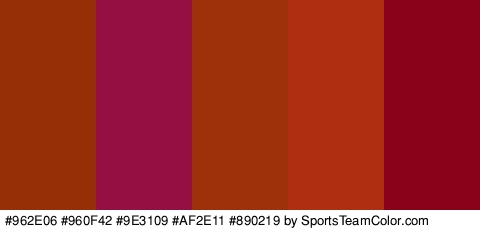 #962E06 #960F42 #9E3109 #AF2E11 #890219 Colors